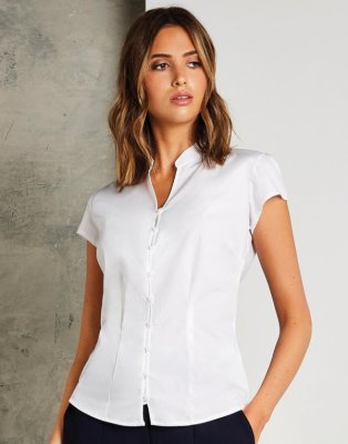 toezicht houden op grind noedels Dames blouse Kustom Kit KK727 korte mouw borduren - Bedrijfskleding Best